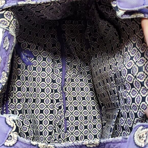 Vera Bradley Quilted Purple Paisley Carry All Shoulder Bag - Picture 8 of 15